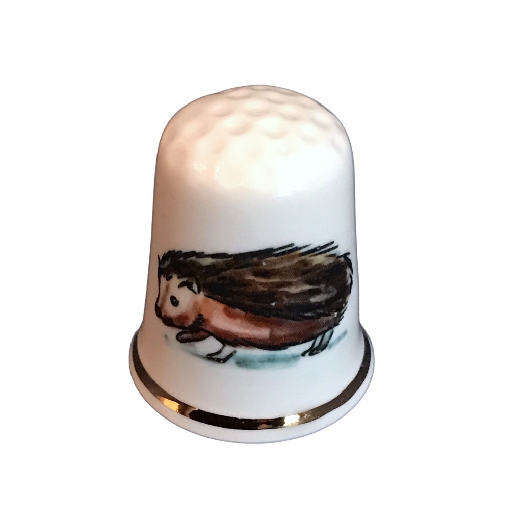 personalised hedgehog china thimble