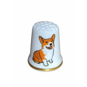 Uk made fine bone china thimble decorated with this corgi dog on the front and a personalised message on the back. Further more this is a great gift for the dog lover.