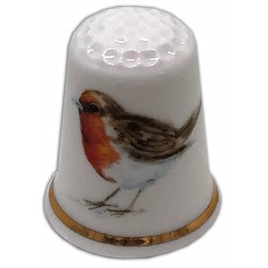 robin personalised china thimble