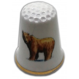 brown bear personalised china thimble
