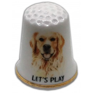 personalised dog themed china thimble