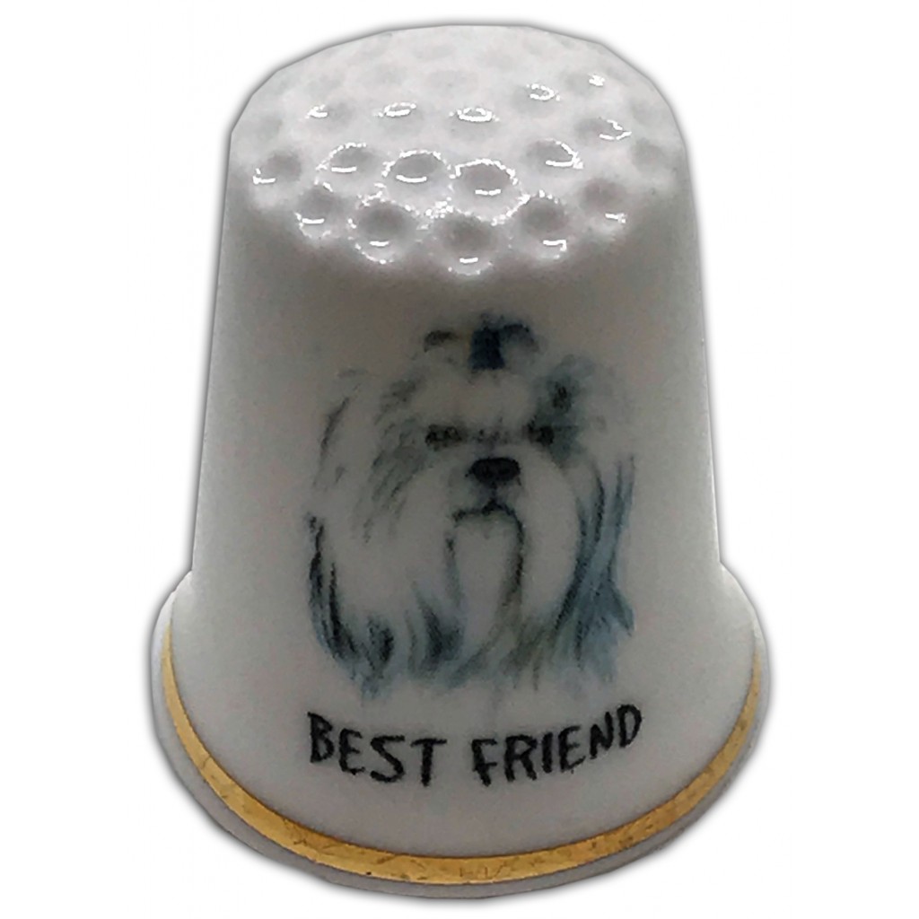 personalised dog themed china thimble