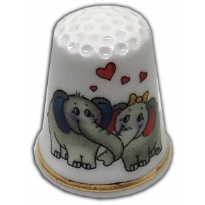 elephant love personalised china thimble