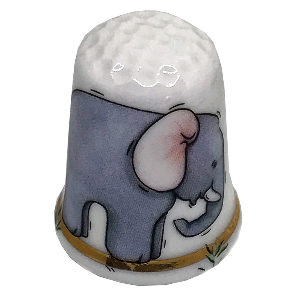 elephant personalised china thimble