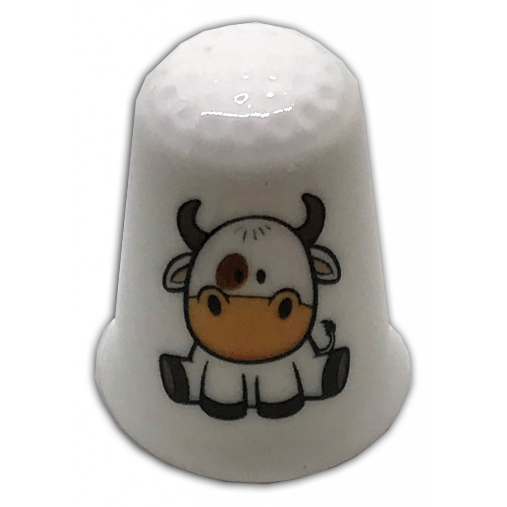 farmyard cow personalised china thimble