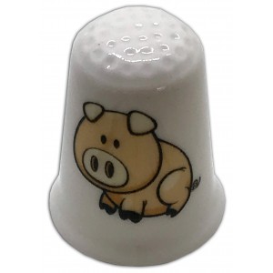 farmyard pig personalised china thimble