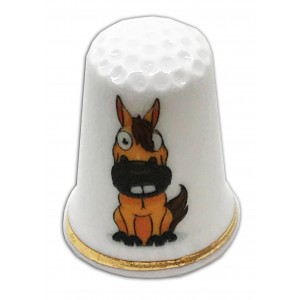 cartoon horse personalised china thimble