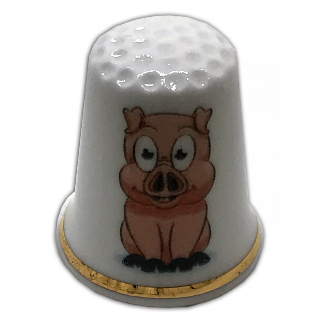 cartoon pig personalised china thimble