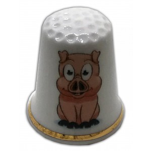 cartoon pig personalised china thimble