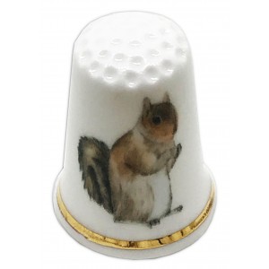 grey squirrel personalised china thimble