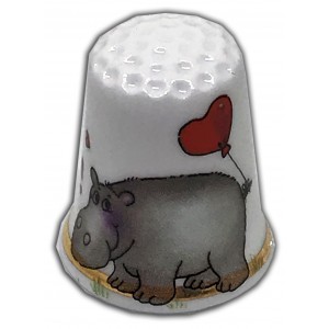 cute hippo personalised china thimble