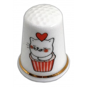 kitty cupcake personalised cat thimble