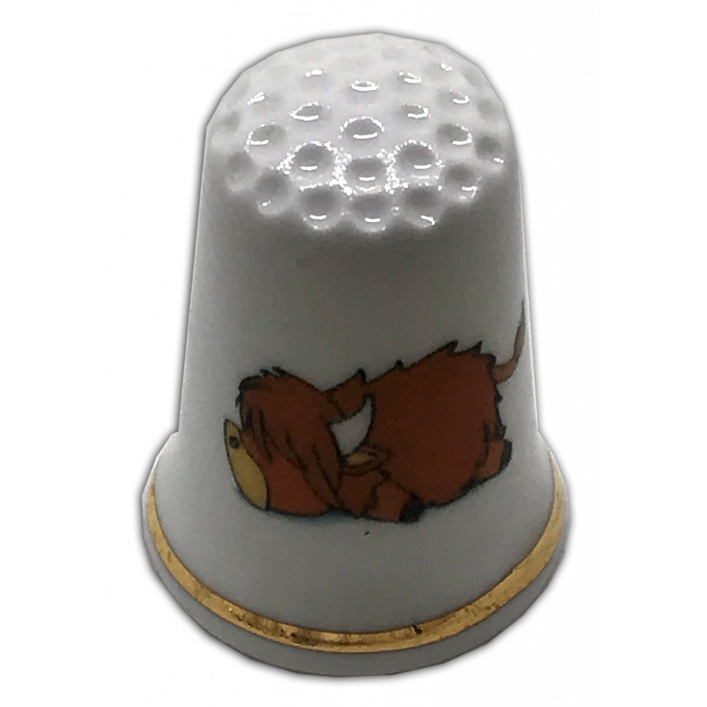 highland cow personalised china thimble