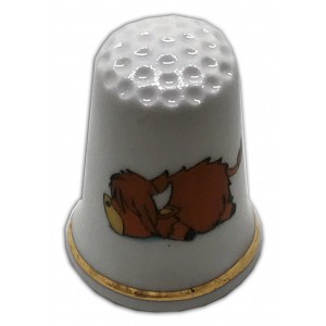 highland cow personalised china thimble