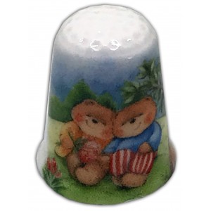 Romantic Love bears personalised china thimble