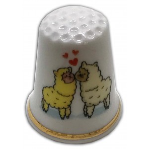 loving llamas personalised china thimble