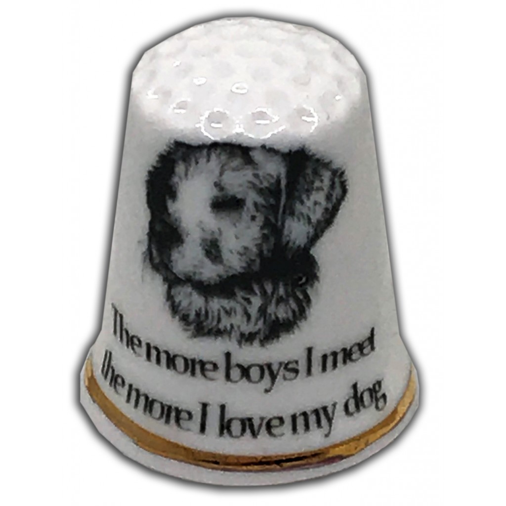 dogs not boys personalised china thimble