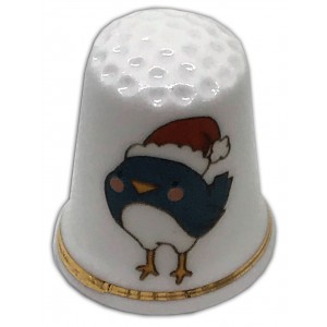 Christmas Robin Bird personalised Christmas china thimble