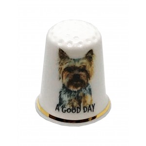 personalised yorkshire terrier china thimble