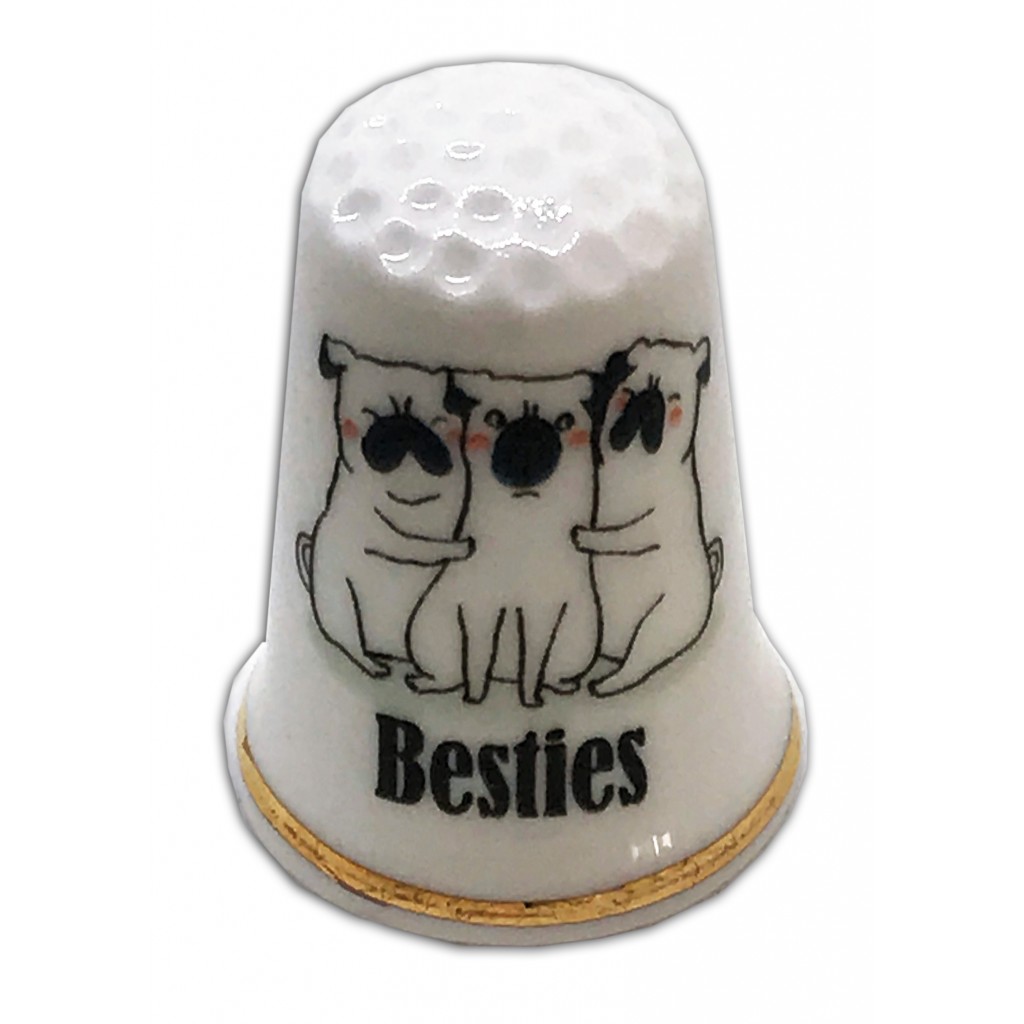 best friends personalised china thimble