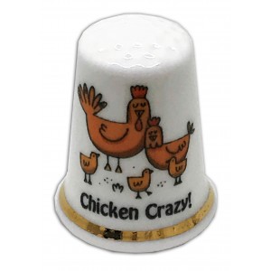 chicken crazy personalised china thimble