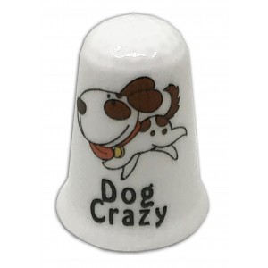 dog crazy personalised china thimble