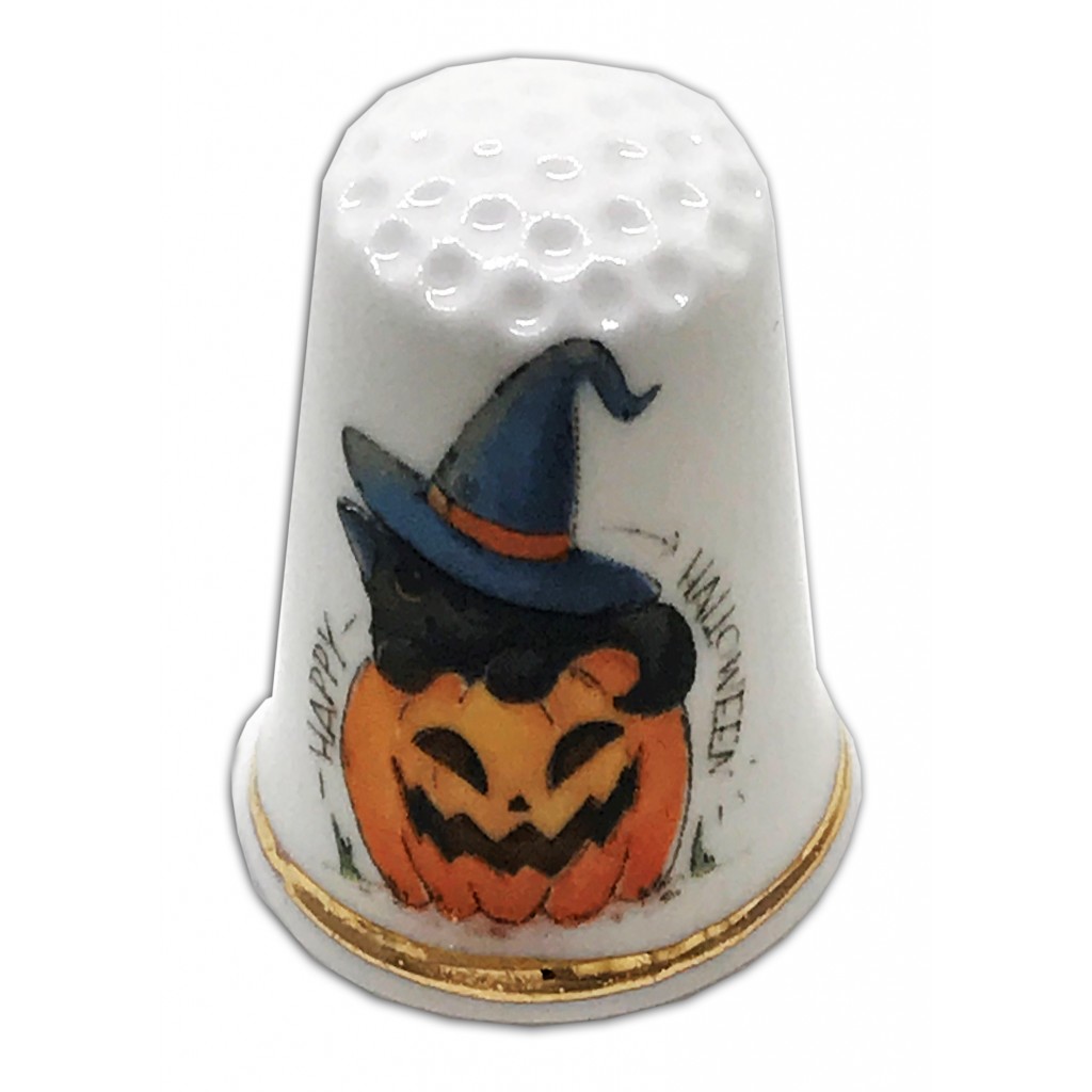 happy halloween personalised china thimble
