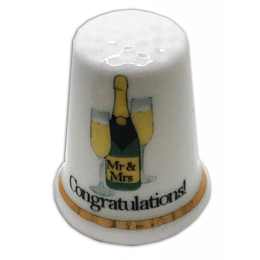 congratulations champagne wedding day personalised gift thimble