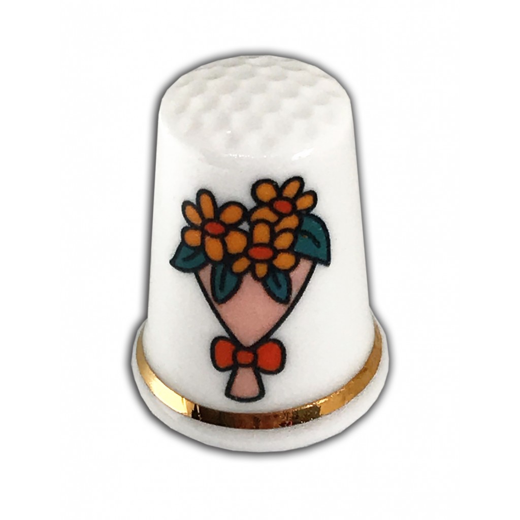 Wedding Bouquet Posy Personalised China Thimble