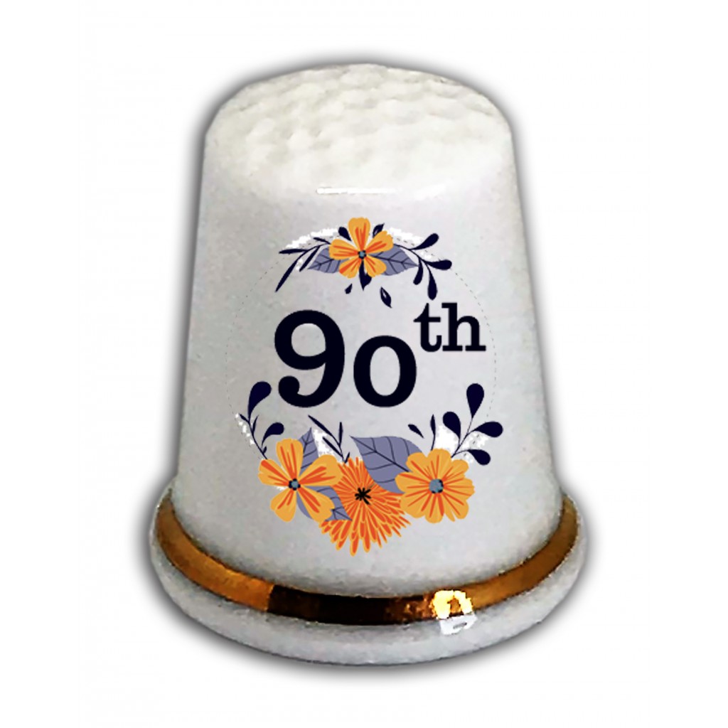 Happy 90th Birthday thimble from the thimble guild