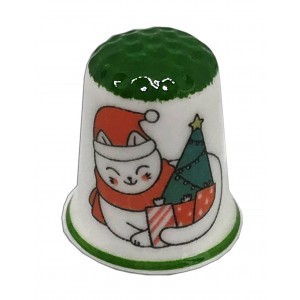 Personalised Christmas cat thimble from the thimble guild
