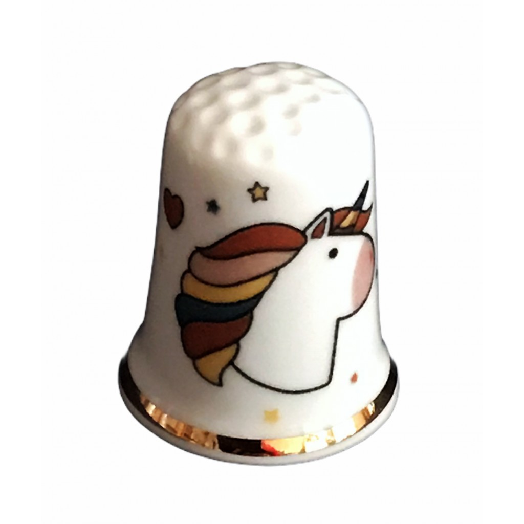 rainbow unicorn china thimble