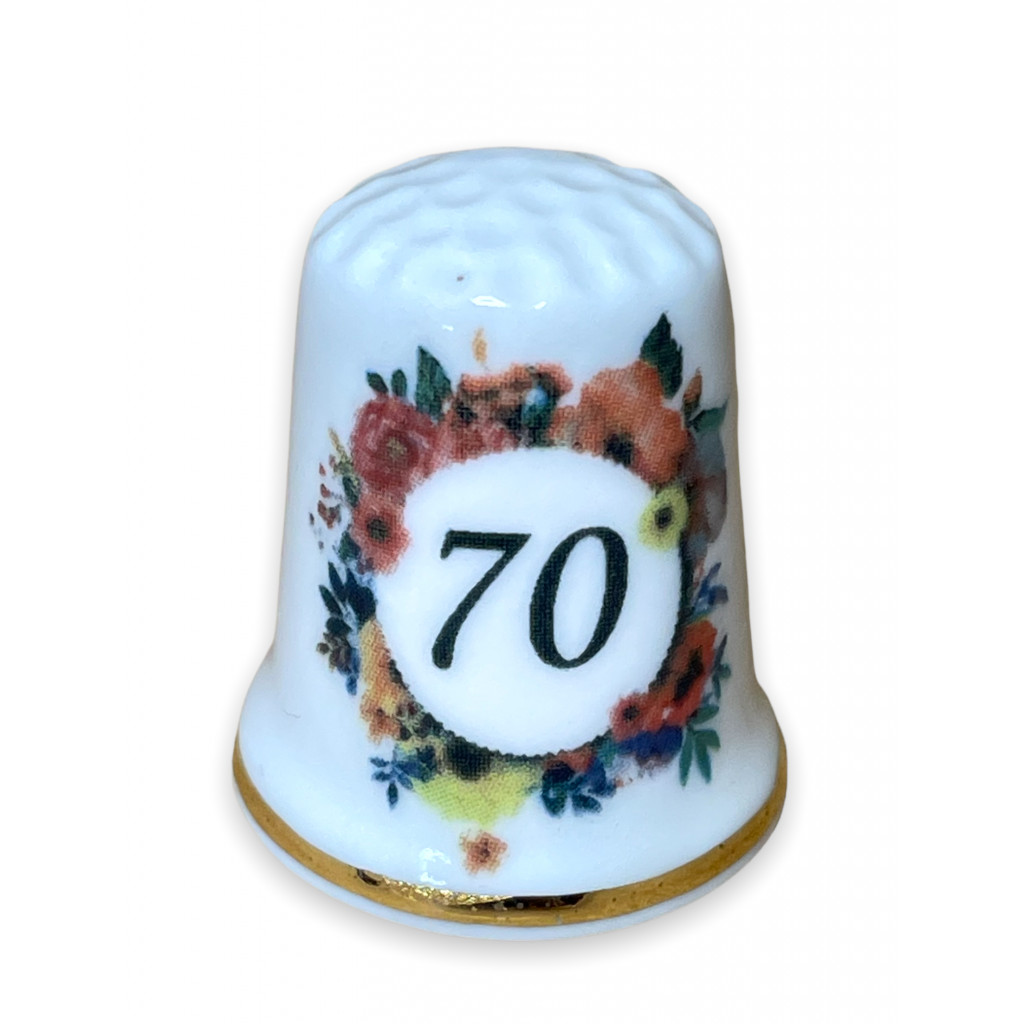 happy 70th birthday personalised thimble