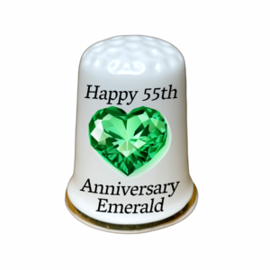 Anniversary Thimble 55th Anniversary Emerald, fine bone china personalised thimble from The Thimble Guild.